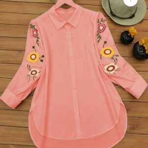 Embroidery sleeves shirts-peach